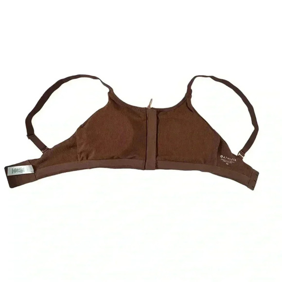 Athleta Empower Daily Sport Bra XS Brown Zip Front Adjustable Back - Picture 4 of 10